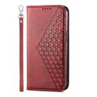 For iPhone 16 Pro Max Cubic Grid Calf Texture Magnetic Leather Phone Case(Red) - 2