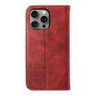 For iPhone 16 Pro Max Cubic Grid Calf Texture Magnetic Leather Phone Case(Red) - 3