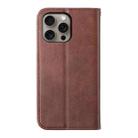 For iPhone 16 Pro Max Cubic Grid Calf Texture Magnetic Leather Phone Case(Brown) - 3