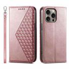 For iPhone 16 Pro Max Cubic Grid Calf Texture Magnetic Leather Phone Case(Rose Gold) - 1