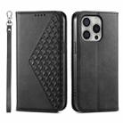 For iPhone 16 Pro Cubic Grid Calf Texture Magnetic Leather Phone Case(Black) - 1