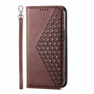 For iPhone 16 Pro Cubic Grid Calf Texture Magnetic Leather Phone Case(Brown) - 2