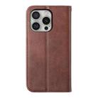 For iPhone 16 Pro Cubic Grid Calf Texture Magnetic Leather Phone Case(Brown) - 3