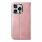 For iPhone 16 Pro Cubic Grid Calf Texture Magnetic Leather Phone Case(Rose Gold) - 3