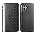 For iPhone 16 Plus Cubic Grid Calf Texture Magnetic Leather Phone Case(Black) - 1