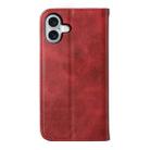 For iPhone 16 Plus Cubic Grid Calf Texture Magnetic Leather Phone Case(Red) - 3