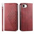 For iPhone SE 2024 Cubic Grid Calf Texture Magnetic Leather Phone Case(Red) - 1