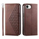 For iPhone SE 2024 Cubic Grid Calf Texture Magnetic Leather Phone Case(Brown) - 1