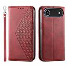 For iPhone 17 Air Cubic Grid Calf Texture Magnetic Leather Phone Case(Red) - 1