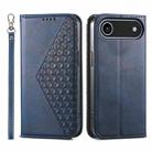 For iPhone 17 Air Cubic Grid Calf Texture Magnetic Leather Phone Case(Blue) - 1