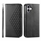 For iPhone 17 Cubic Grid Calf Texture Magnetic Leather Phone Case(Black) - 1