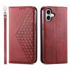 For iPhone 17 Cubic Grid Calf Texture Magnetic Leather Phone Case(Red) - 1