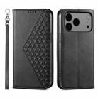 For iPhone 17 Pro Max Cubic Grid Calf Texture Magnetic Leather Phone Case(Black) - 1