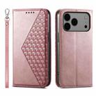 For iPhone 17 Pro Max Cubic Grid Calf Texture Magnetic Leather Phone Case(Rose Gold) - 1