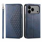 For iPhone 17 Pro Max Cubic Grid Calf Texture Magnetic Leather Phone Case(Blue) - 1