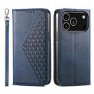 For iPhone 17 Pro Cubic Grid Calf Texture Magnetic Leather Phone Case(Blue) - 1