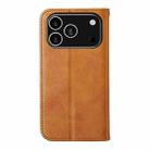 For iPhone 17 Pro Cubic Grid Calf Texture Magnetic Leather Phone Case(Yellow) - 3
