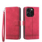 For iPhone 15 Pro Dierfeng Dream Line TPU + PU Leather Phone Case(Red) - 1