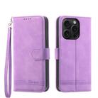 For iPhone 15 Pro Dierfeng Dream Line TPU + PU Leather Phone Case(Purple) - 1