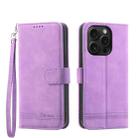 For iPhone 15 Pro Dierfeng Dream Line TPU + PU Leather Phone Case(Purple) - 1