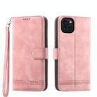 For iPhone 15 Plus Dierfeng Dream Line TPU + PU Leather Phone Case(Pink) - 1