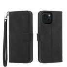 For iPhone 15 Dierfeng Dream Line TPU + PU Leather Phone Case(Black) - 1