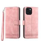 For iPhone 15 Dierfeng Dream Line TPU + PU Leather Phone Case(Pink) - 1