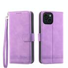 For iPhone 15 Dierfeng Dream Line TPU + PU Leather Phone Case(Purple) - 1