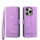 For iPhone 16 Pro Dierfeng Dream Line TPU + PU Leather Phone Case(Purple) - 1