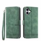 For iPhone 16 Plus Dierfeng Dream Line TPU + PU Leather Phone Case(Green) - 1