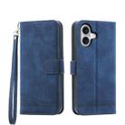 For iPhone 16 Dierfeng Dream Line TPU + PU Leather Phone Case(Blue) - 1