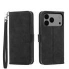For iPhone 17 Pro Max Dierfeng Dream Line TPU Hybrid PU Leather Phone Case(Black) - 1
