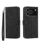 For iPhone 17 Pro Dierfeng Dream Line TPU Hybrid PU Leather Phone Case(Black) - 1
