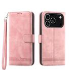For iPhone 17 Pro Dierfeng Dream Line TPU Hybrid PU Leather Phone Case(Pink) - 1
