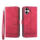 For iPhone 17 Dierfeng Dream Line TPU Hybrid PU Leather Phone Case(Red) - 1