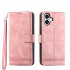 For iPhone 17 Dierfeng Dream Line TPU Hybrid PU Leather Phone Case(Pink) - 1