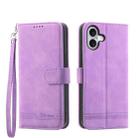 For iPhone 17 Dierfeng Dream Line TPU Hybrid PU Leather Phone Case(Purple) - 1