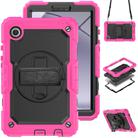 For Samsung Galaxy Tab A9 Silicone + PC Tablet Case with Shoulder Strap(Rose Red) - 1