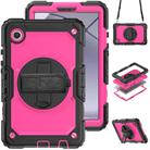 For Samsung Galaxy Tab A9 Silicone + PC Tablet Case with Shoulder Strap(Black+Rose Red) - 1