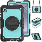 For Samsung Galaxy Tab A9 Silicone + PC Tablet Case with Shoulder Strap(Black+Light Blue) - 1