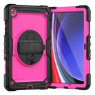 For Samsung Galaxy Tab A9+ Silicone + PC Tablet Case with Shoulder Strap(Black+Rose Red) - 1