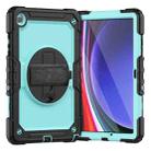 For Samsung Galaxy Tab A9+ Silicone + PC Tablet Case with Shoulder Strap(Black+Light Blue) - 1