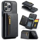 For iPhone 14 Pro Max DG.MING M5 Series Zip RFID Multi Card Detachable Leather Phone Case(Black) - 1