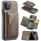 For iPhone 11 Pro Max DG.MING M5 Series Zip RFID Multi Card Detachable Leather Phone Case(Coffee) - 1