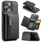 For iPhone 16 Pro Max DG.MING M5 Series Zip RFID Multi Card Detachable Leather Phone Case(Black) - 1