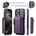 For iPhone 16 Pro DG.MING M5 Series Zip RFID Multi Card Detachable Leather Phone Case(Purple) - 2