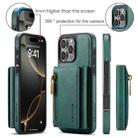 For iPhone 16 Pro DG.MING M5 Series Zip RFID Multi Card Detachable Leather Phone Case(Green) - 2