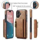 For iPhone 16 Plus DG.MING M5 Series Zip RFID Multi Card Detachable Leather Phone Case(Brown) - 2