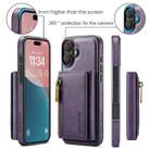 For iPhone 16 Plus DG.MING M5 Series Zip RFID Multi Card Detachable Leather Phone Case(Purple) - 2