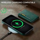 For iPhone 16 DG.MING M5 Series Zip RFID Multi Card Detachable Leather Phone Case(Green) - 3